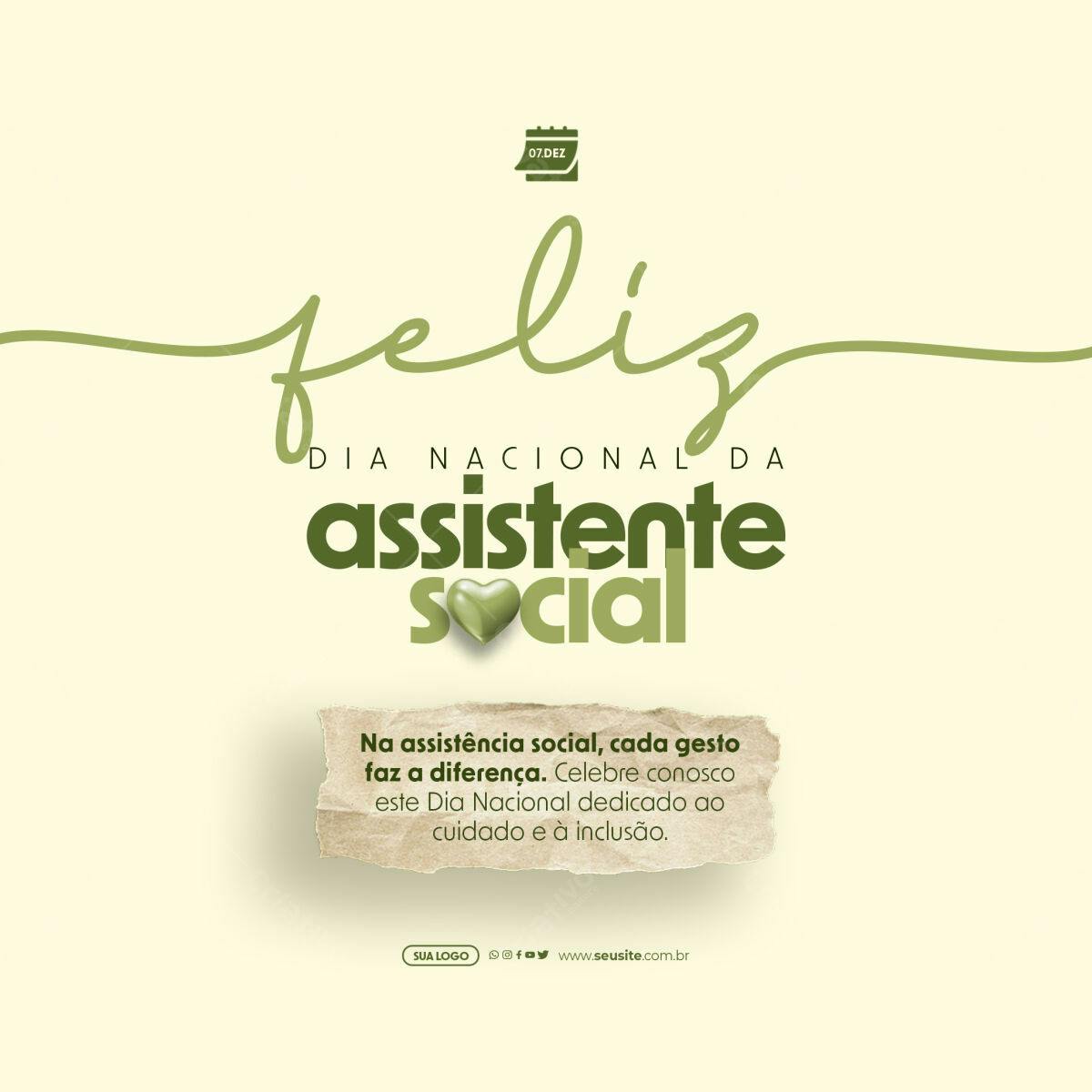 Postagem Dia Nacional do Assistente Social PSD Editável