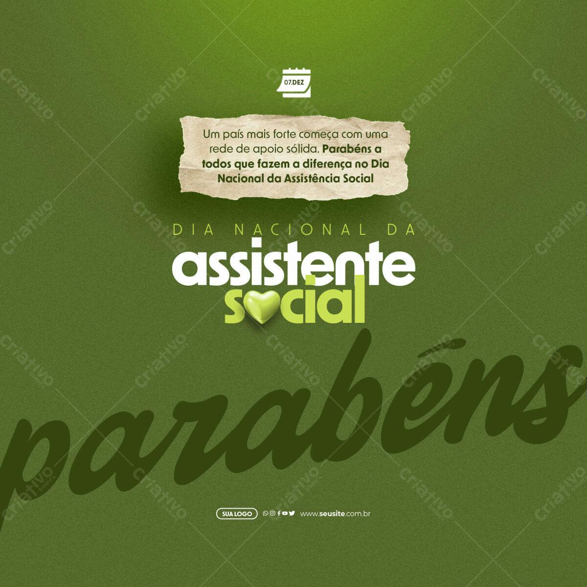 Postagem Dia Nacional do Assistente Social PSD Editável