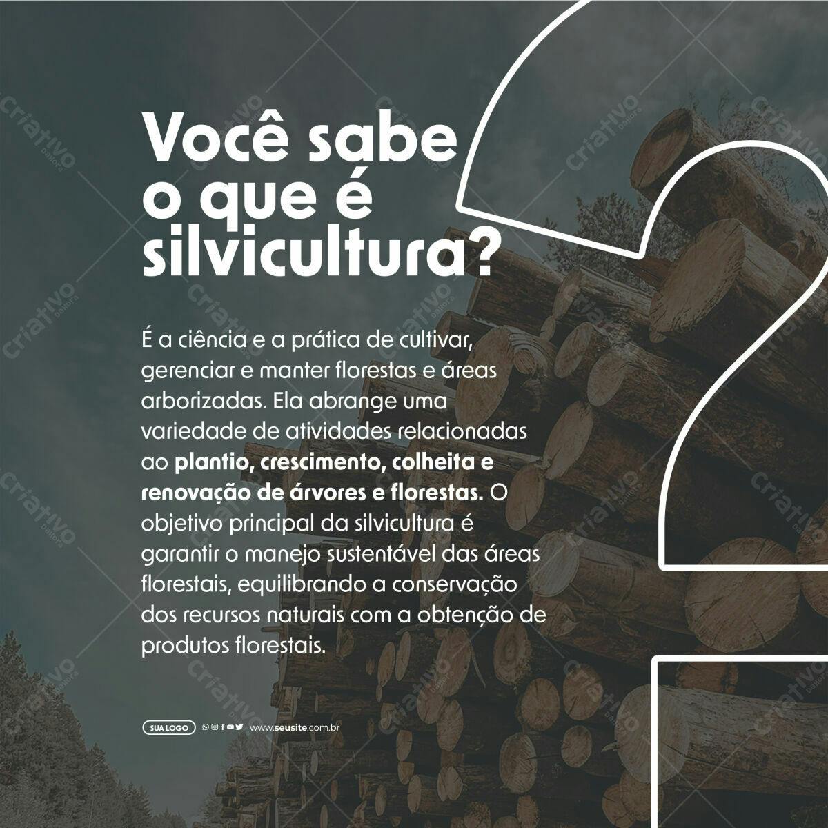 Post para Redes Sociais sobre Silvicultura PSD Editável