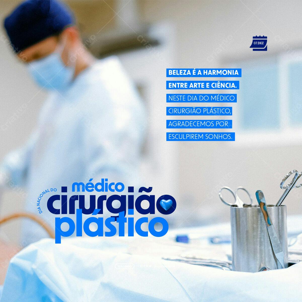 Post para Dia do Médico Cirurgião Plástico PSD Editável