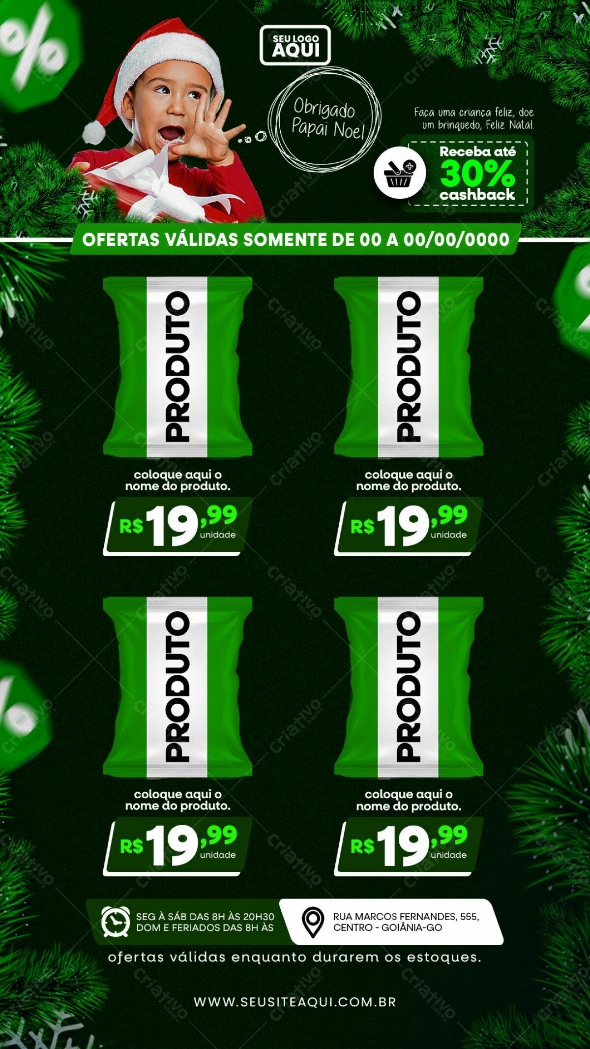 Flyer de Natal com Oferta de Cashback PSD Editável
