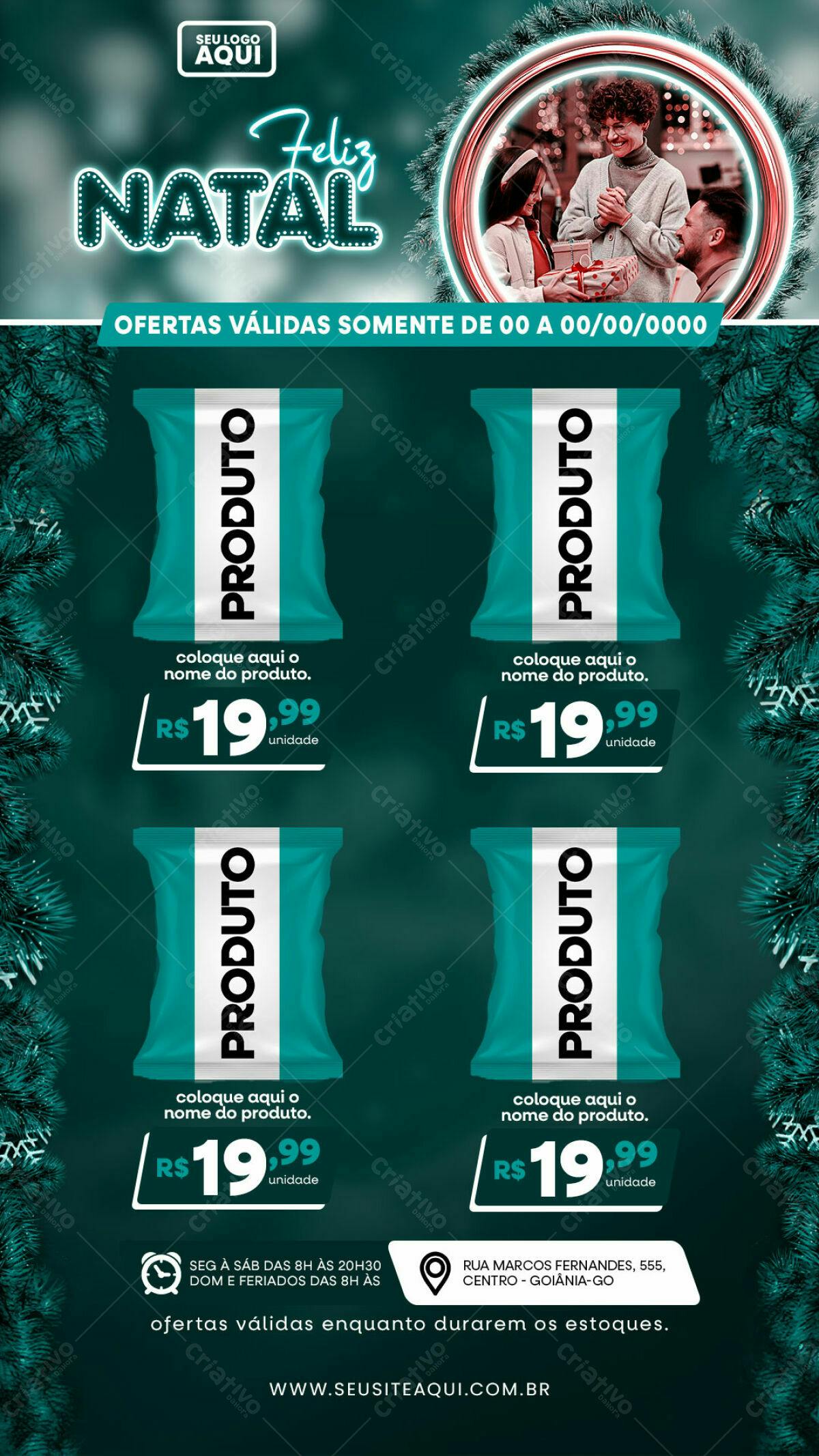 Flyer de Natal com Embalagem de Produto PSD Editável