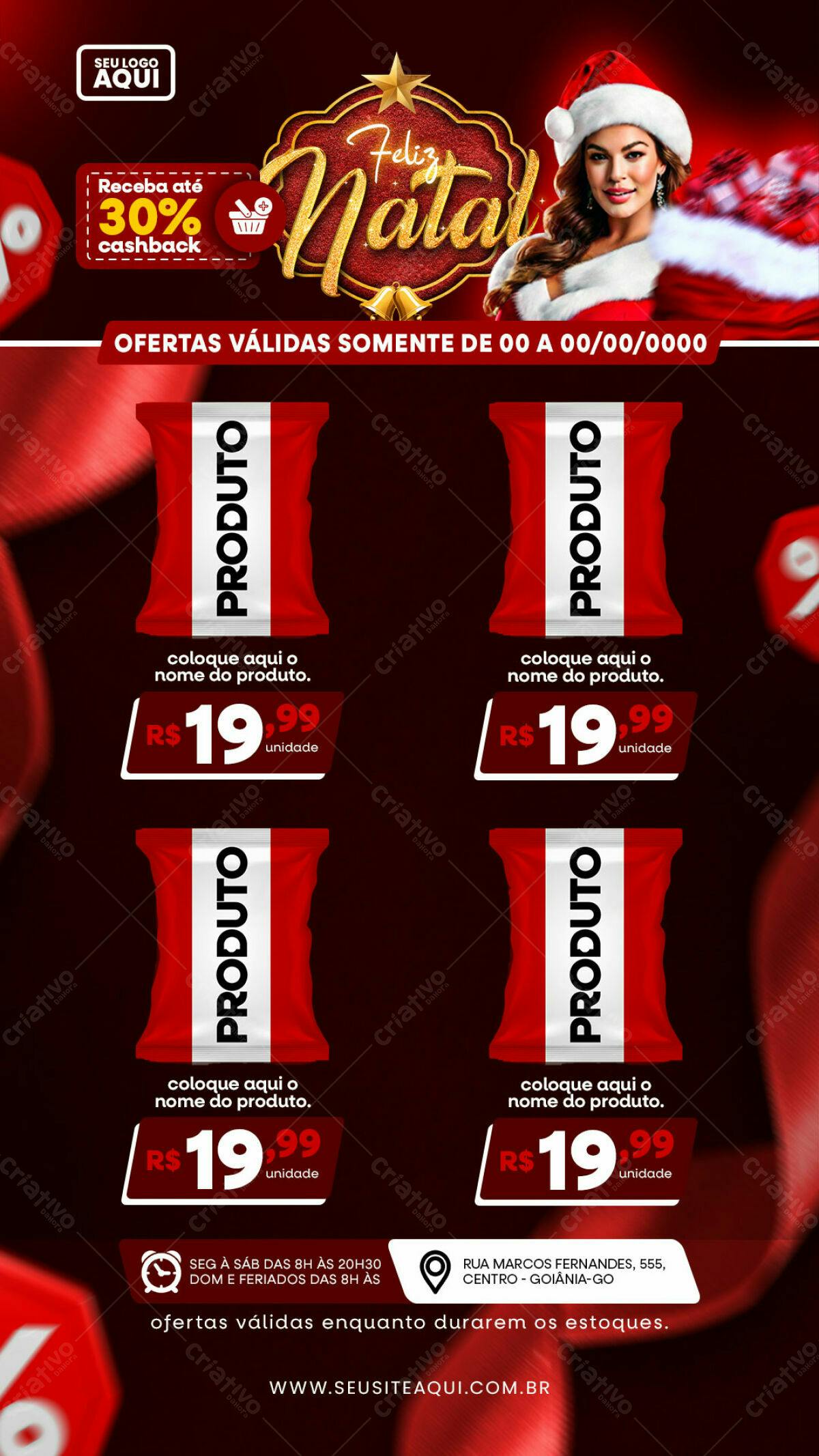 Flyer Natalino com Embalagem de Produto PSD Editável