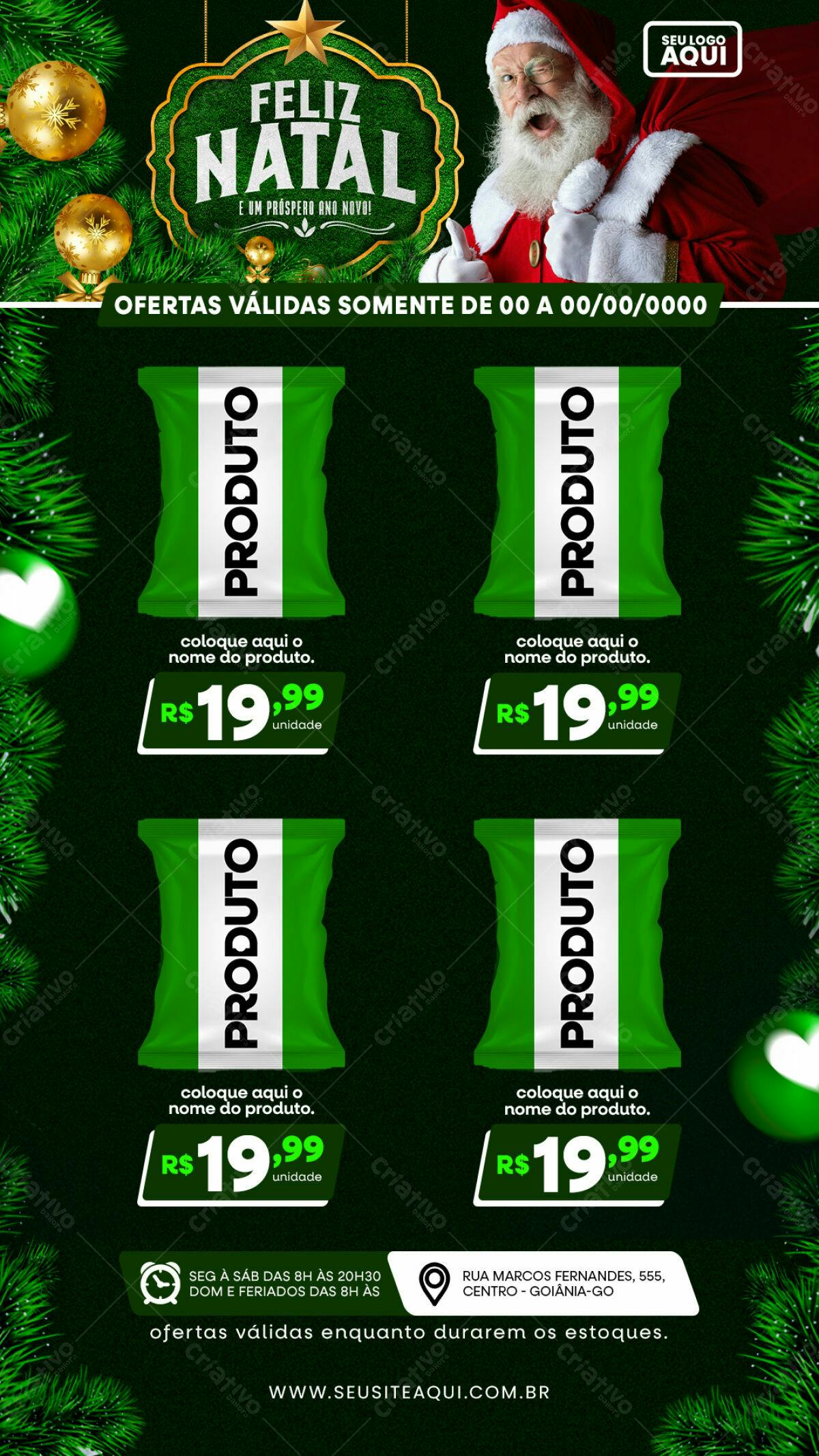 Flyer Natalino com Pacotes de Produto PSD Editável
