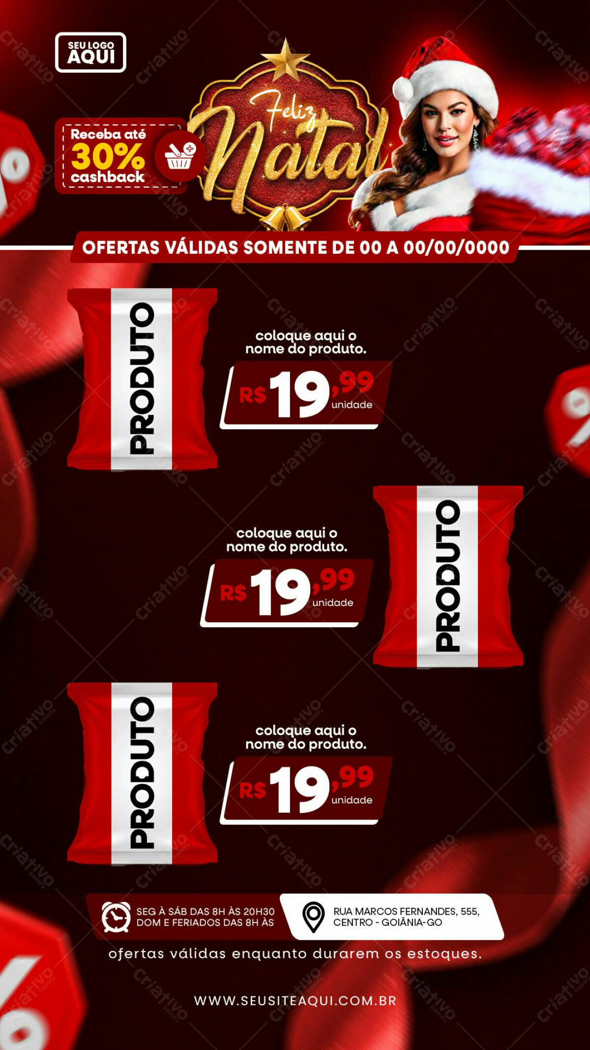 Flyer Natalino com Pacote de Produto PSD Editável