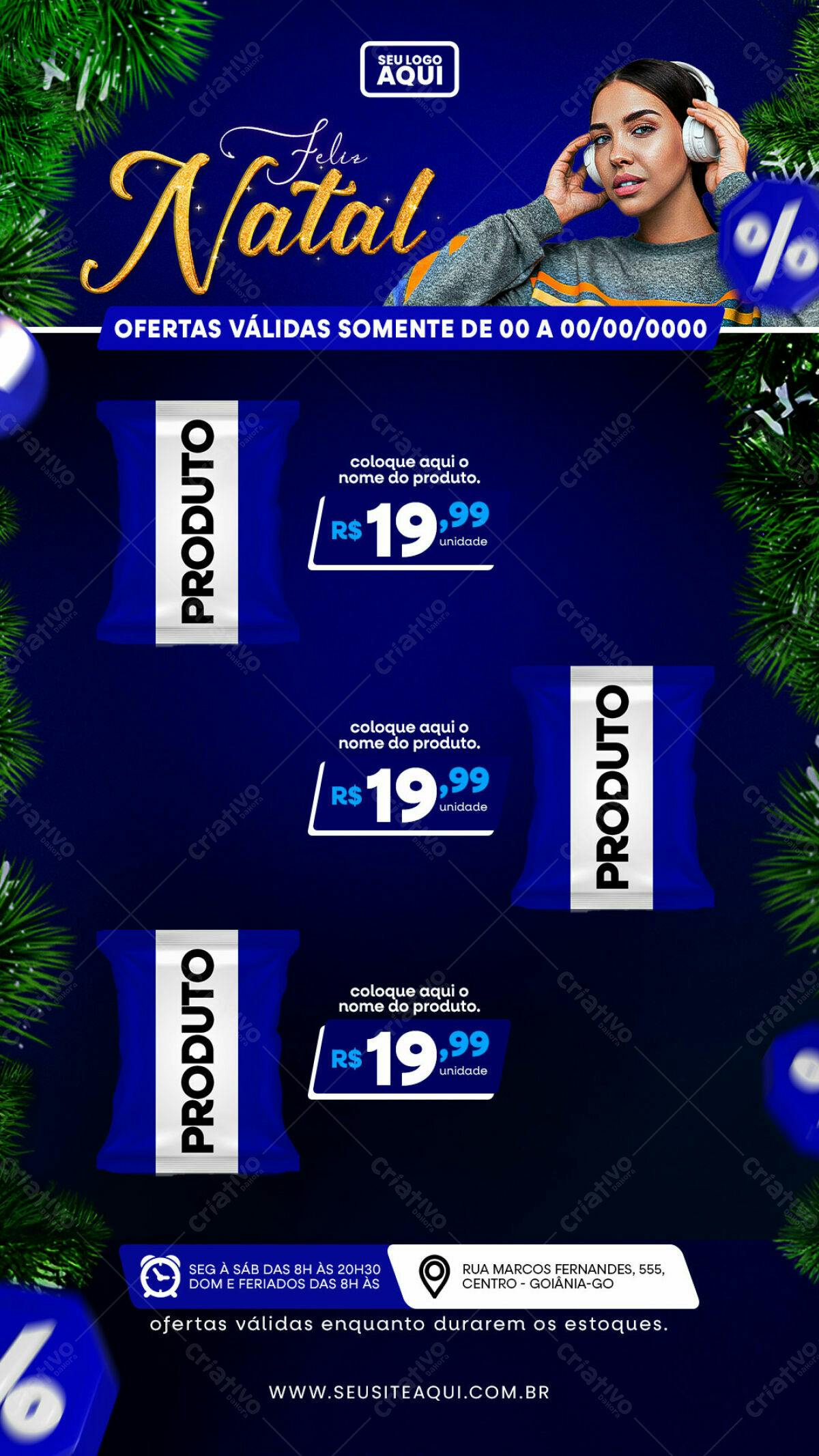 Flyer Natalino com Produtos em Destaque PSD Editável