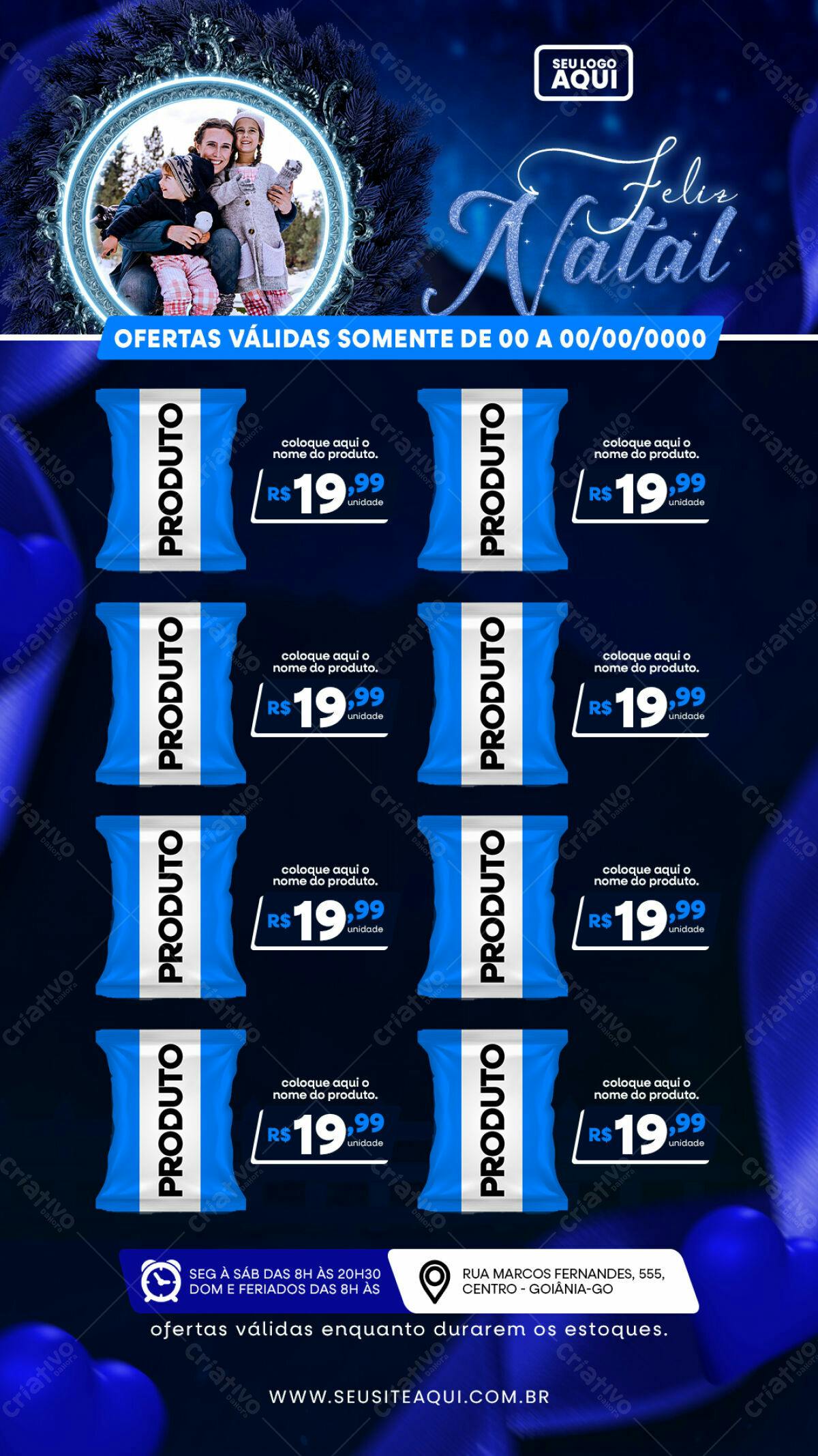 Flyer de Natal com Fotos de Família PSD Editável