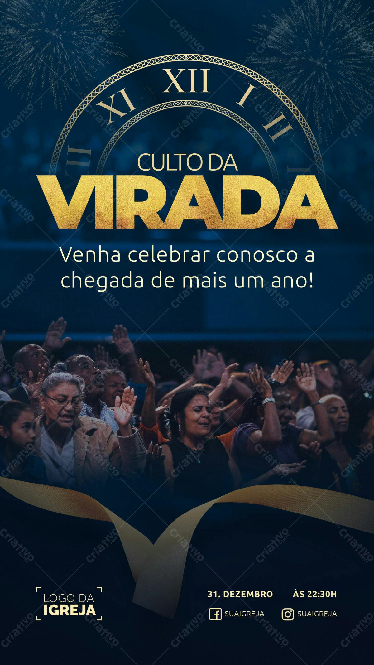 Flyer para Culto da Virada PSD Editável