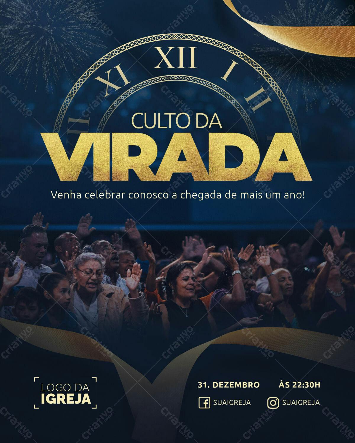 Flyer para Culto da Virada PSD Editável