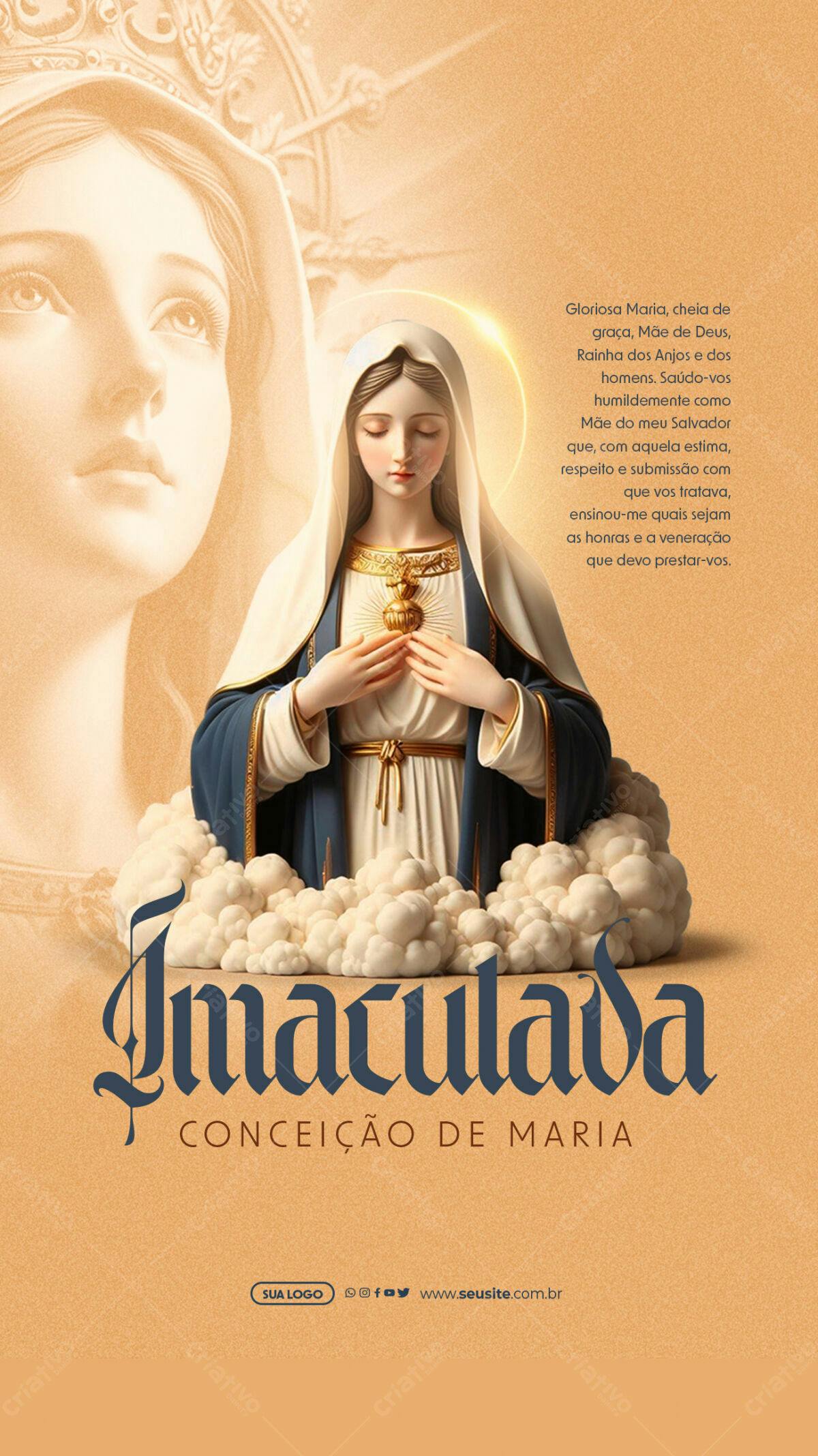 Flyer para Concepção Imaculada de Maria PSD Editável