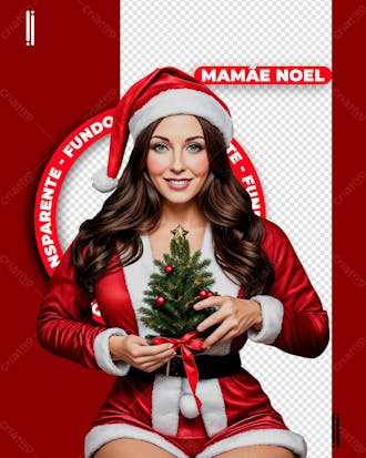 Mamãe noel | feliz natal | imagem sem fundo | 3d | psd