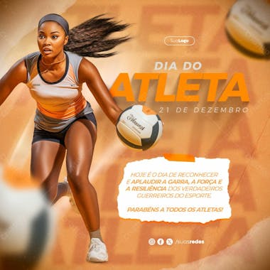 Dia do atleta é dia de reconhecer e aplaudir os atletas social media post 21 de dezembro