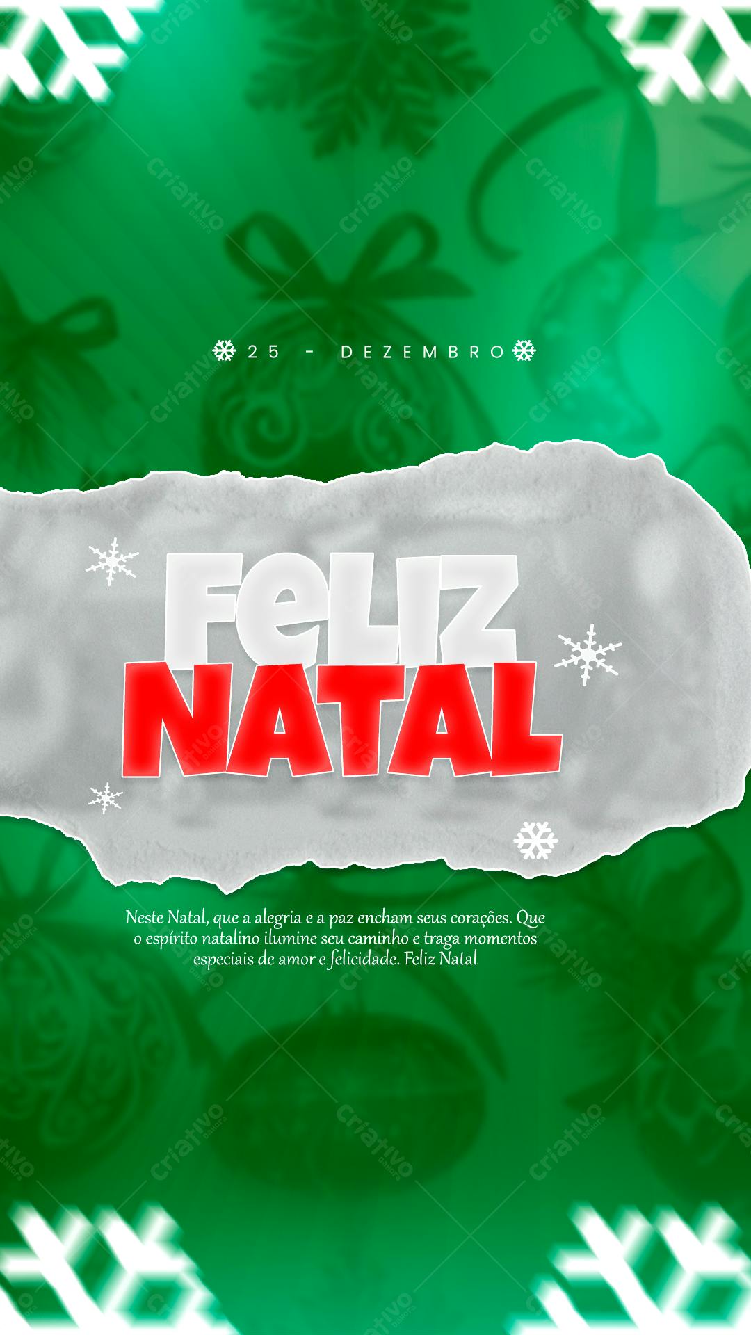 Flyer Feliz Natal Verde e Branco PSD Editável