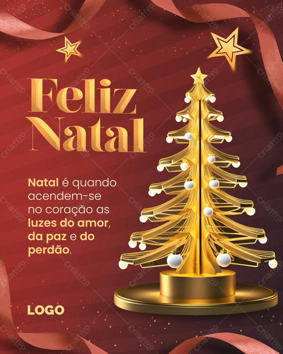 Flyer Natalino com Árvore Dourada PSD Editável