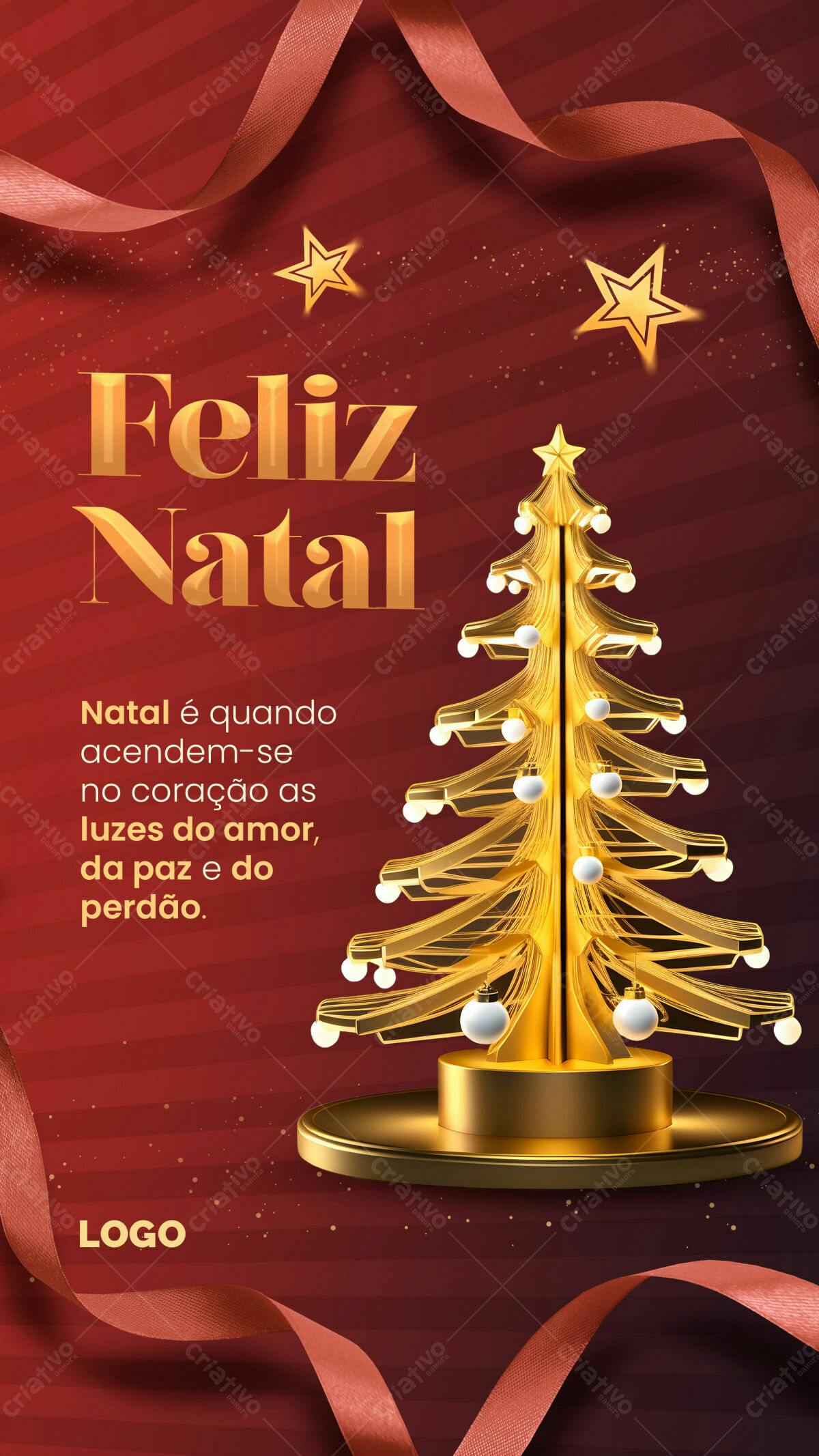 Flyer Natalino com Árvore Dourada PSD Editável