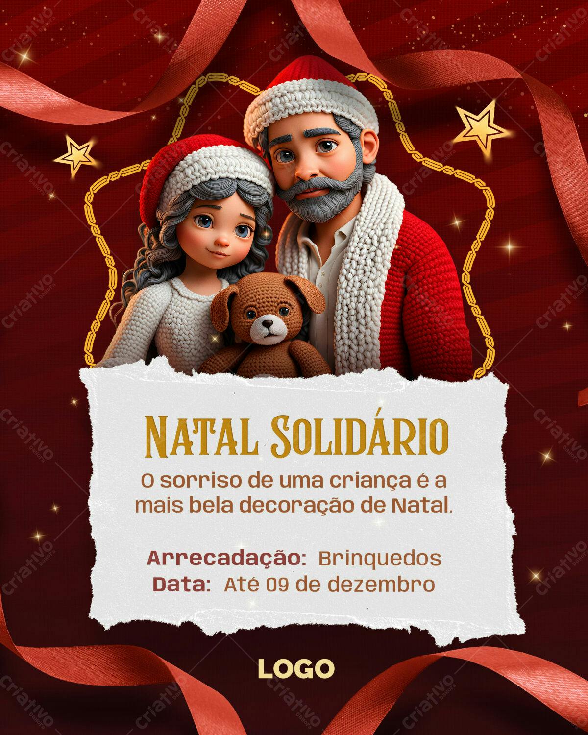 Flyer Natal Solidário PSD Editável