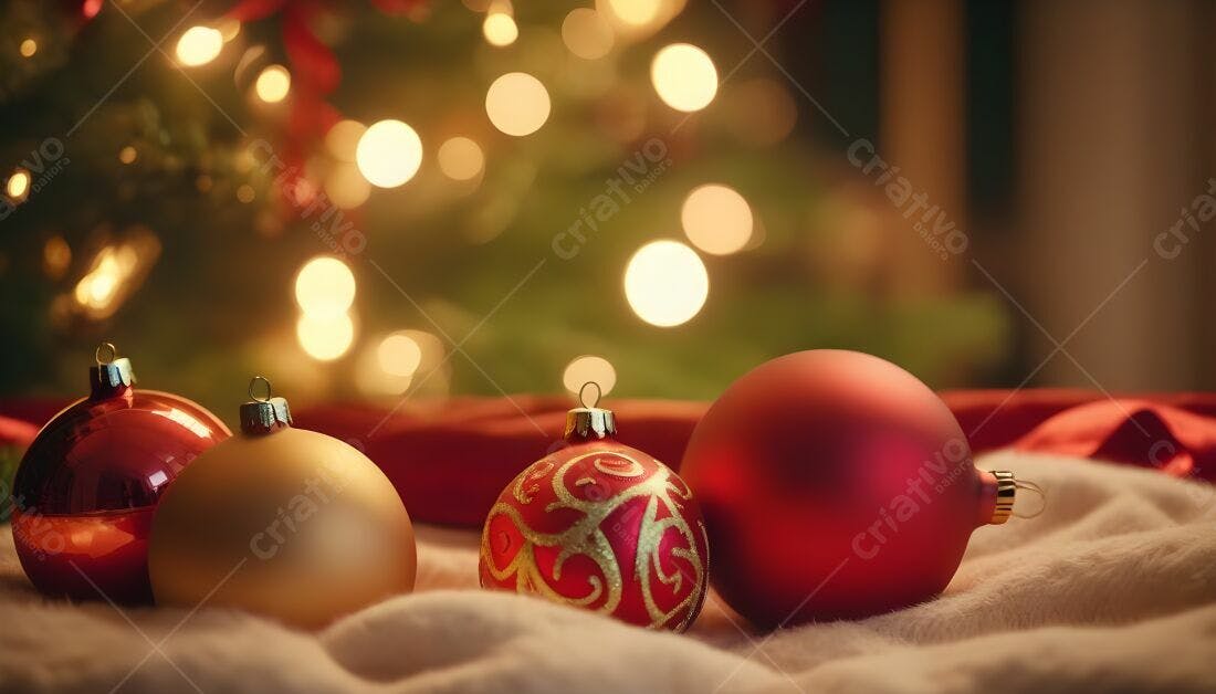 Enfeites vermelhos e dourados Natal