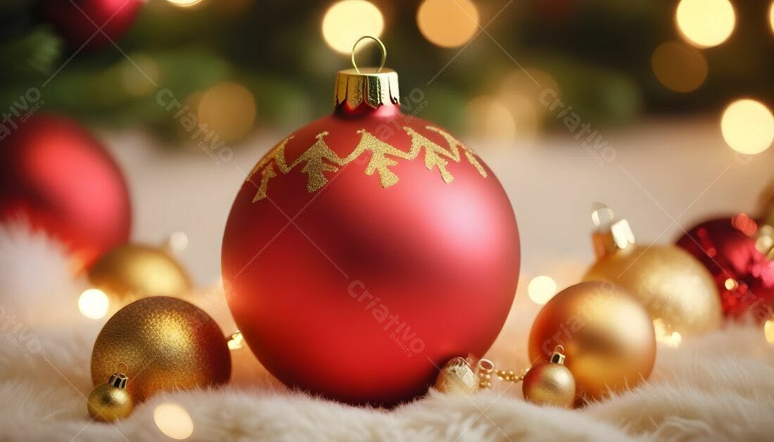 Enfeite natalino vermelho e dourado
