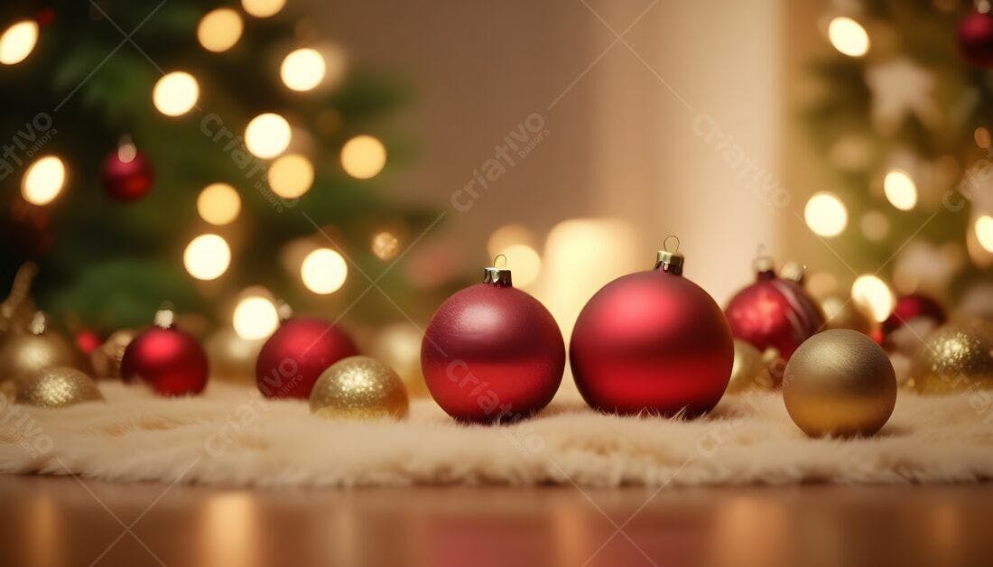 Enfeites vermelhos e dourados Natal