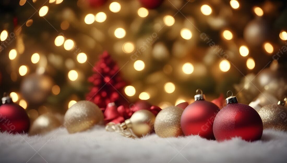 Enfeites vermelhos e dourados Natal