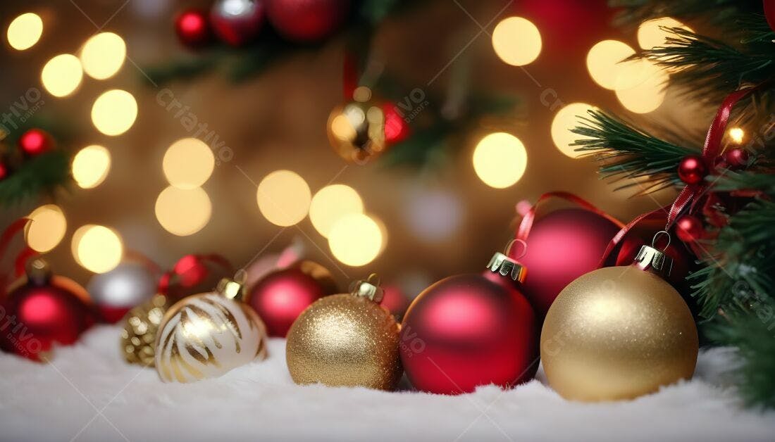 Enfeites vermelhos e dourados Natal