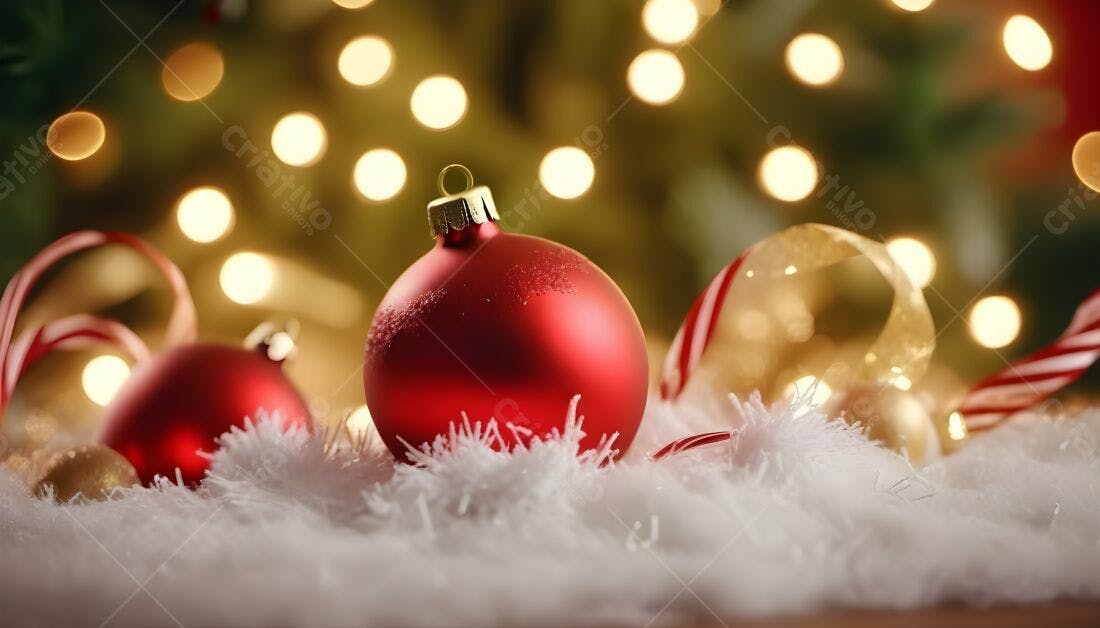 Enfeites vermelhos e dourados Natal
