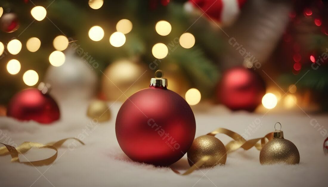 Enfeites vermelhos e dourados Natal