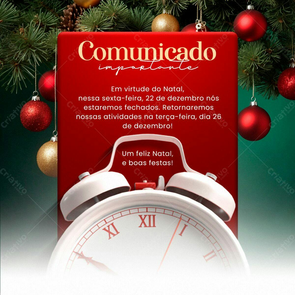 Comunicado de Natal PSD Editável