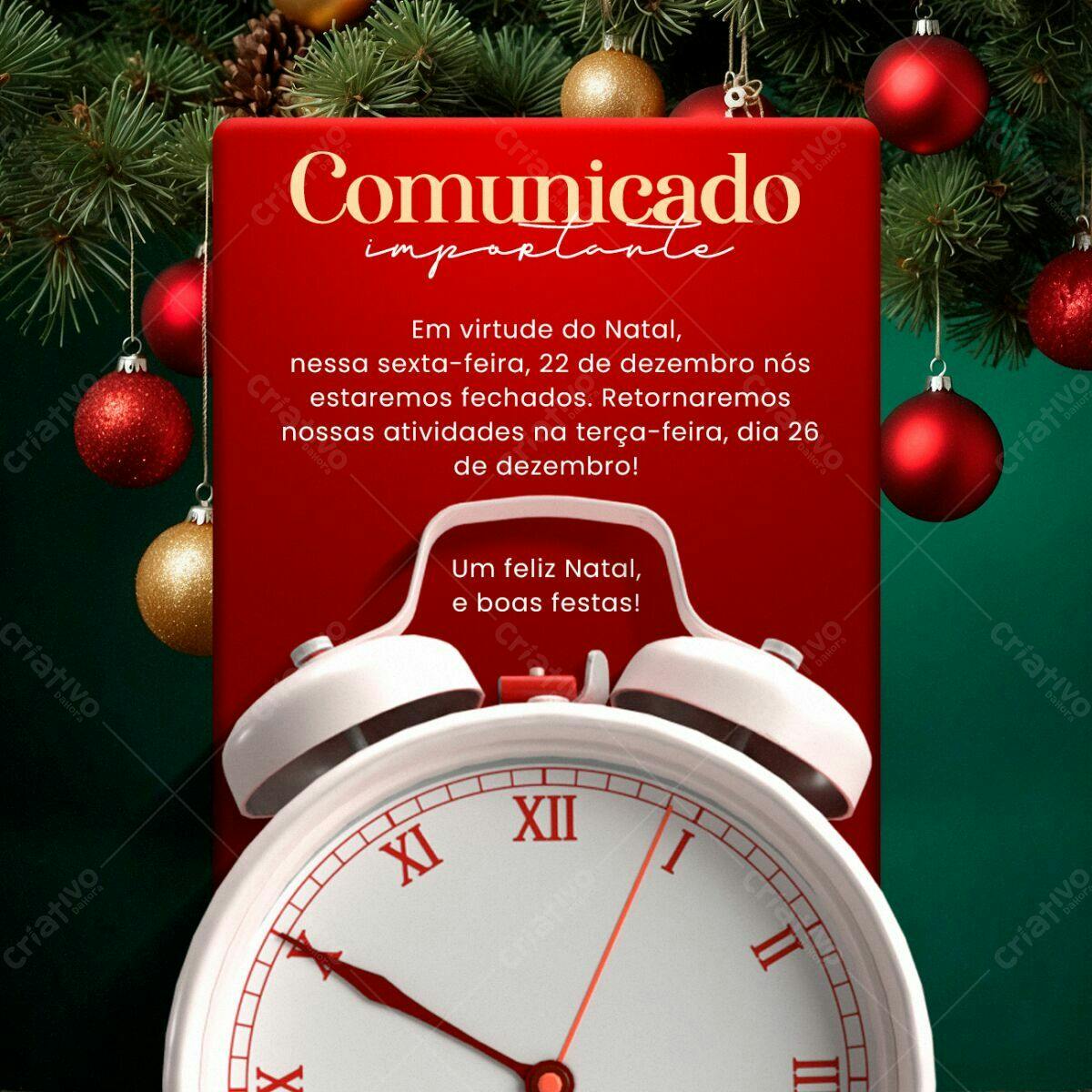 Comunicado Natalino PSD Editável