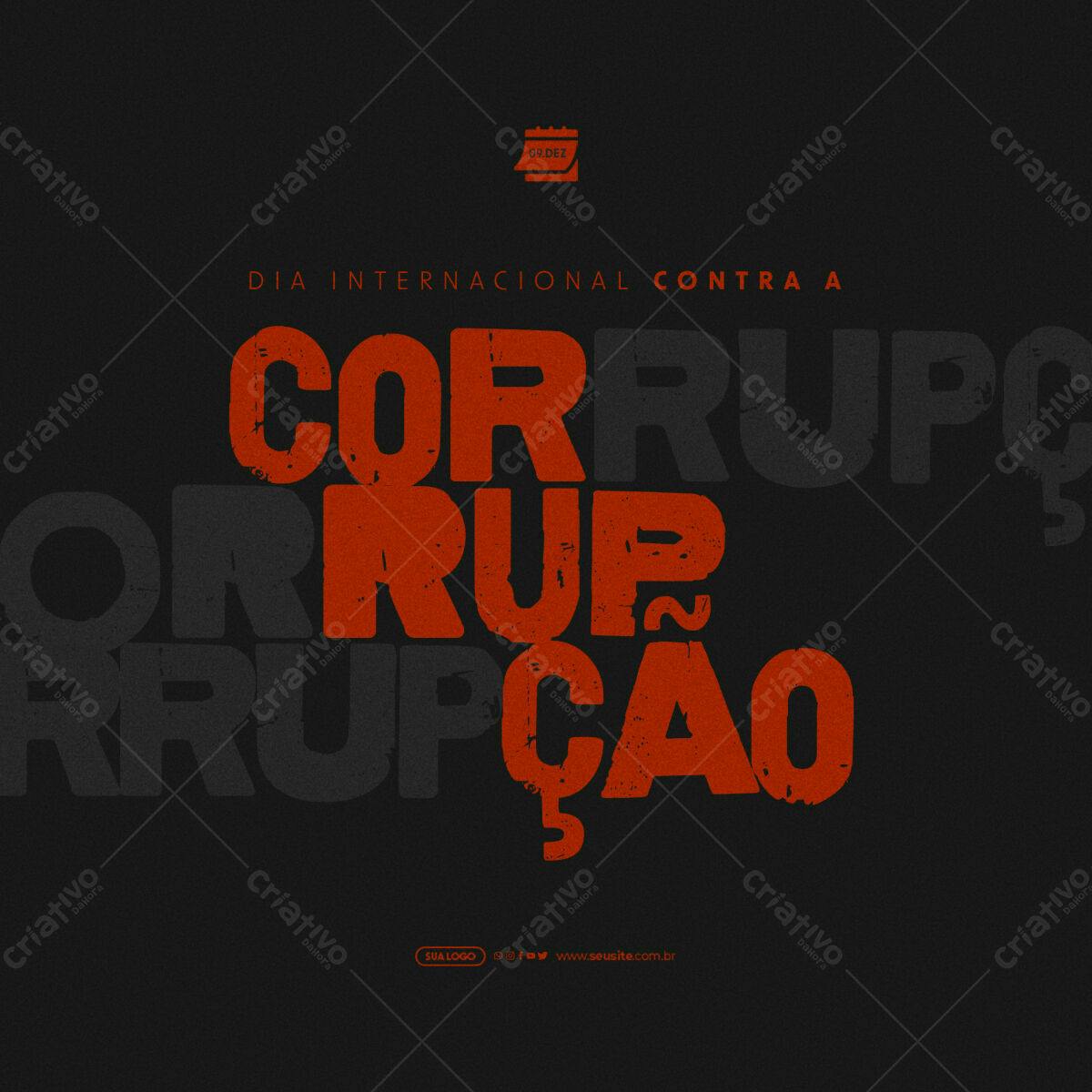 Poster Dia Internacional Contra a Corrupção PSD Editável
