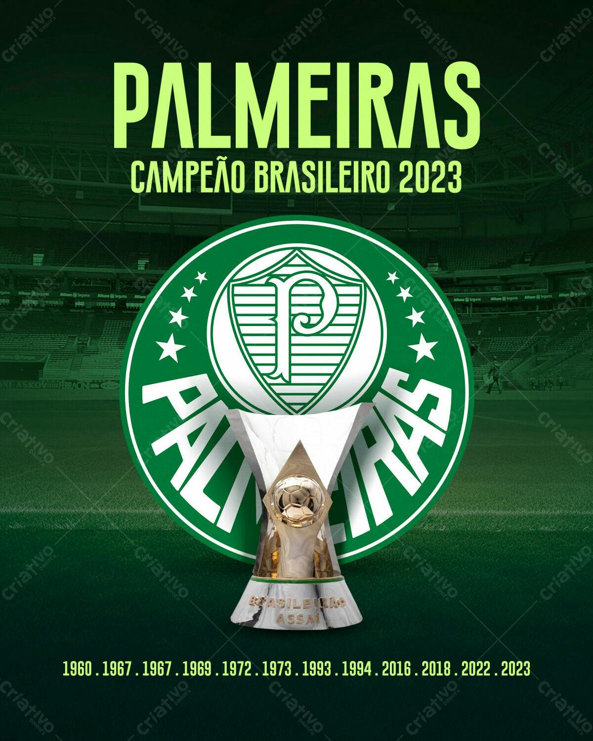 Arte Palmeiras Campeão Brasileiro 2023 PSD Editável