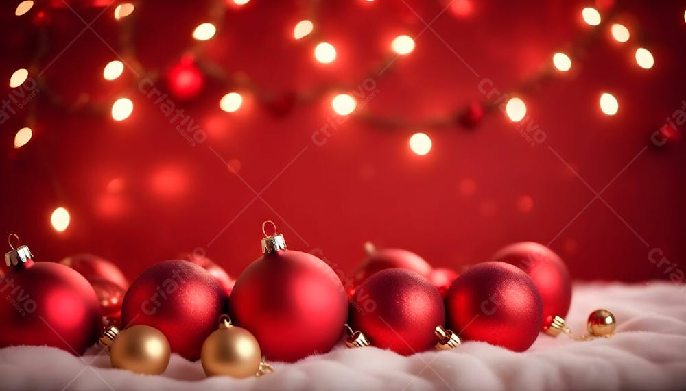 Imagem De Natal Com Cores Vermelhas E Bolas Para Composição De Natal (1)