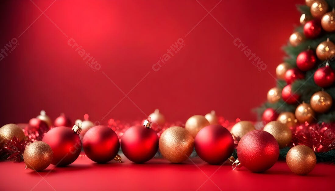 Enfeites vermelhos e dourados de Natal