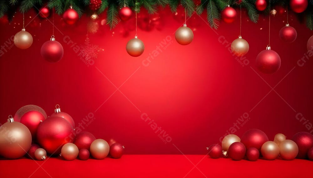 Imagem De Natal Com Cores Vermelhas E Bolas Para Composição De Natal (7)