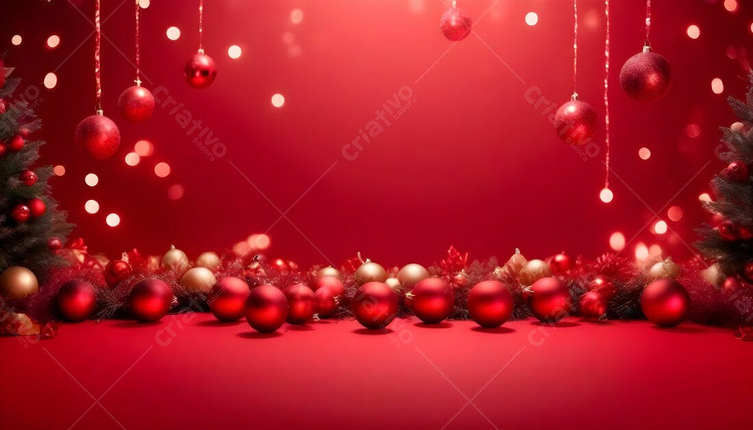 Enfeites vermelhos e dourados Natal