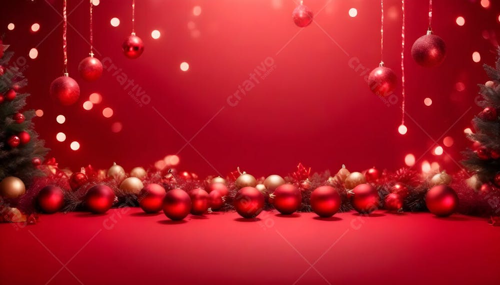 Imagem De Natal Com Cores Vermelhas E Bolas Para Composição De Natal (8)