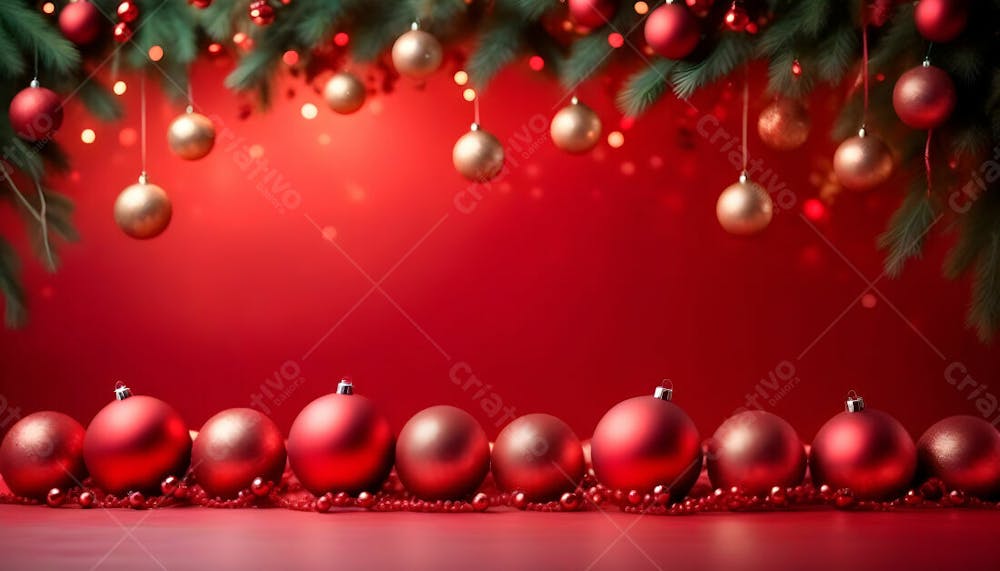 Imagem De Natal Com Cores Vermelhas E Bolas Para Composição De Natal (9)