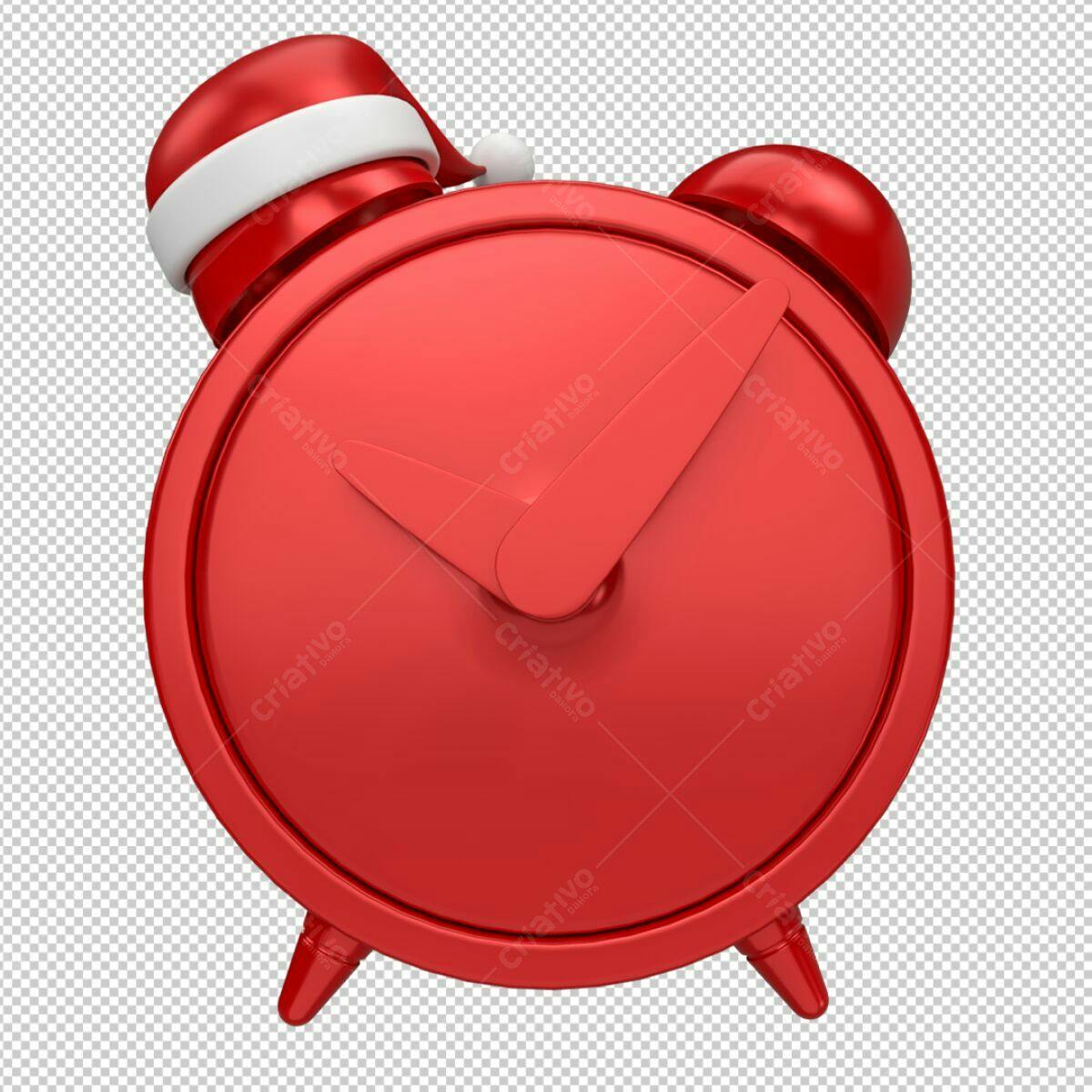 Relógio Despertador Natalino Vermelho PSD Editável