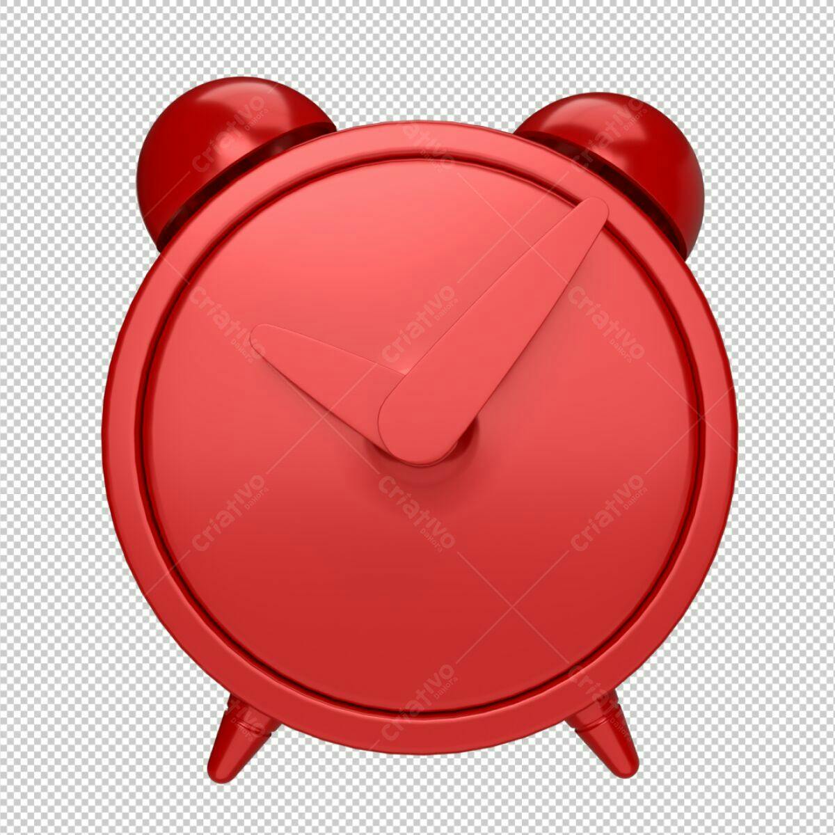 Ícone Relógio Despertador Vermelho PSD Editável