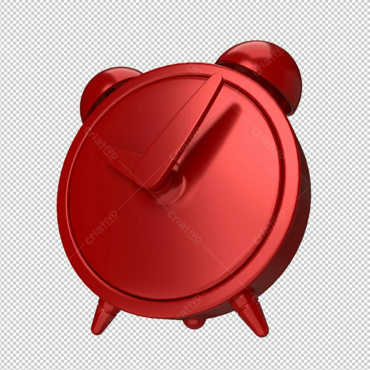 Ícone Relógio Despertador Vermelho PSD Editável