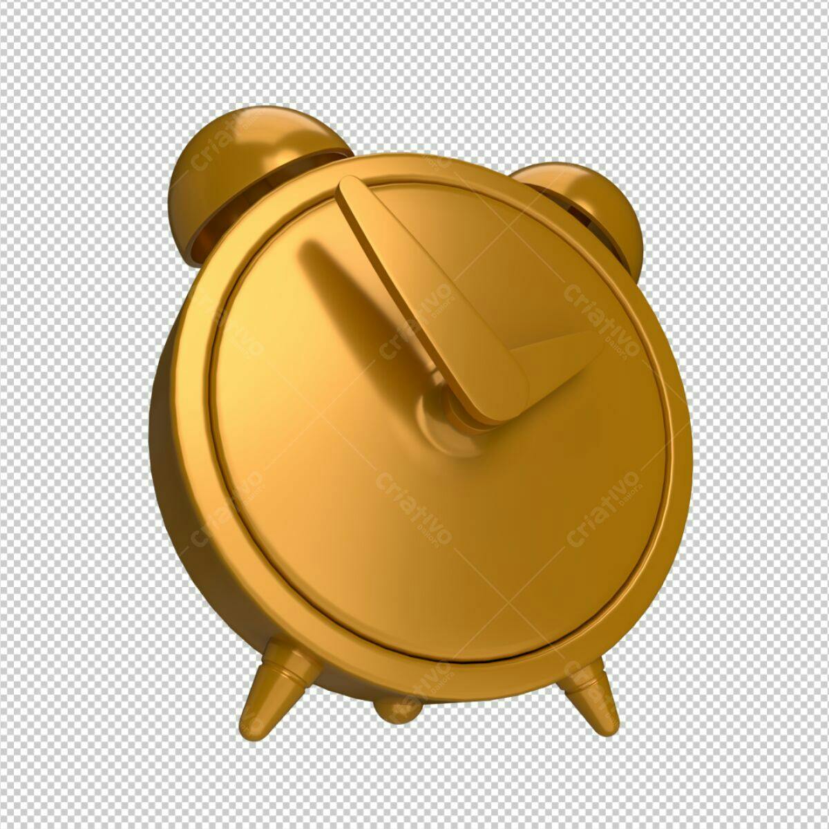 Ícone Despertador Dourado PSD Editável