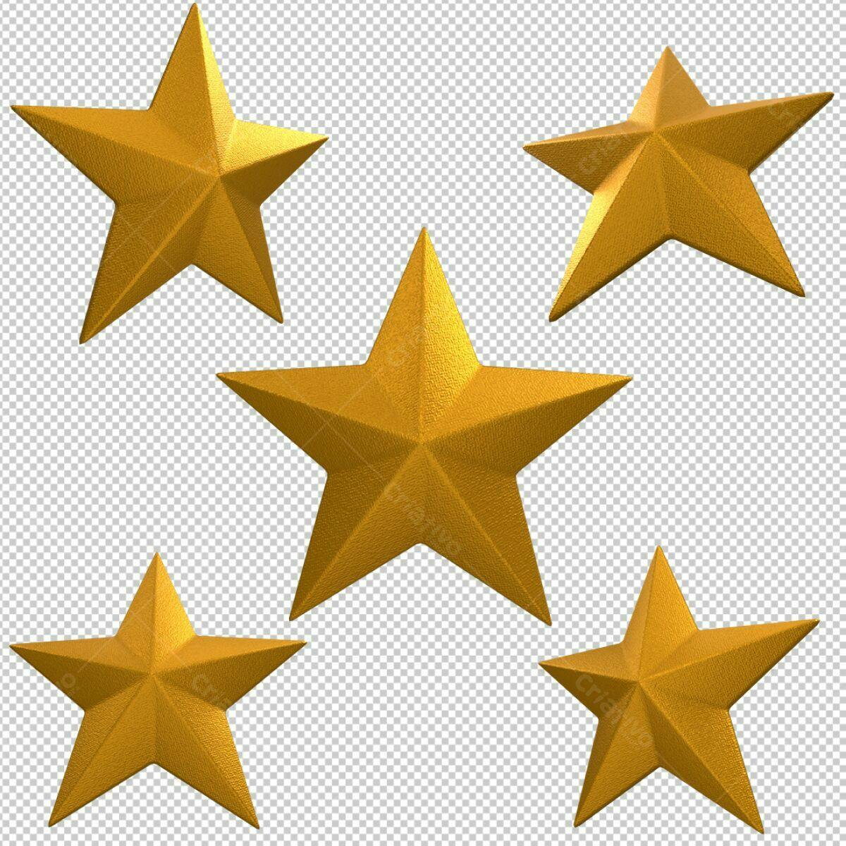 Elementos Decorativos em Formato de Estrelas Douradas PSD Editável