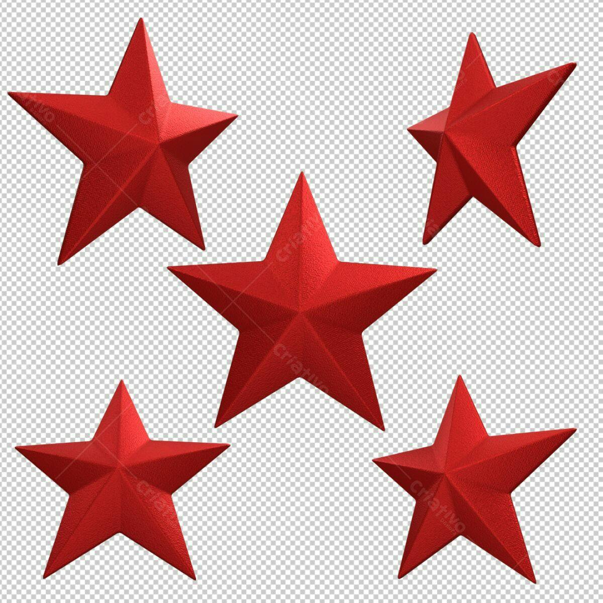 Elementos Decorativos Estrelas Vermelhas PSD Editável