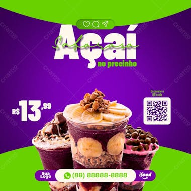 Açaí no precinho post social media