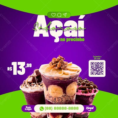 Açaí No Precinho Post Social Media