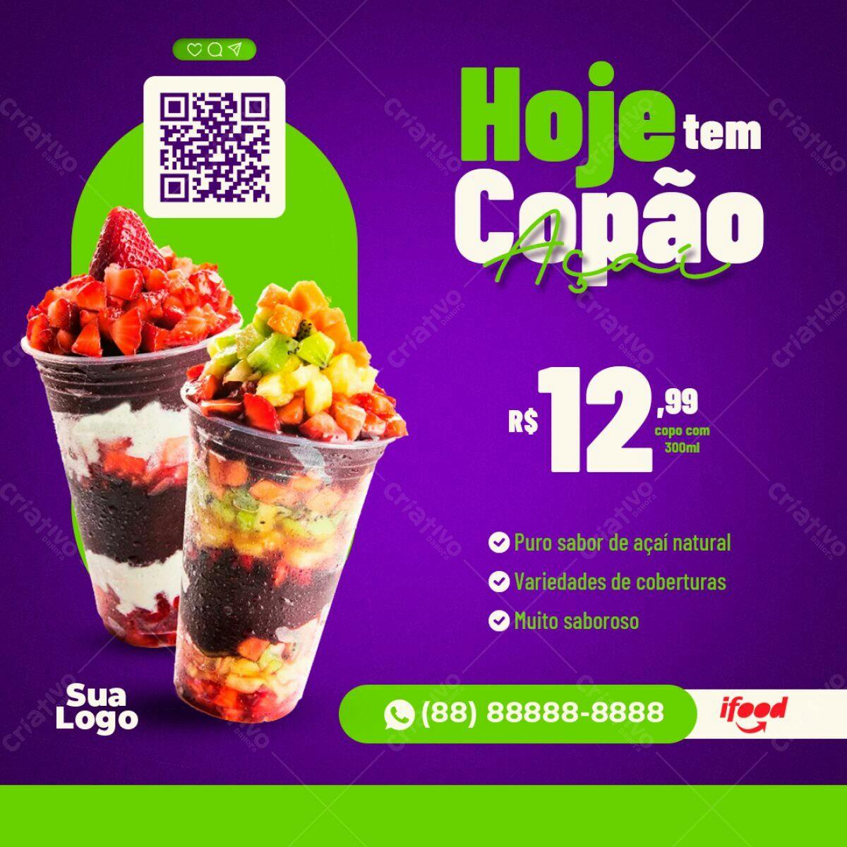 Flyer Promoção Copão Açaí PSD Editável