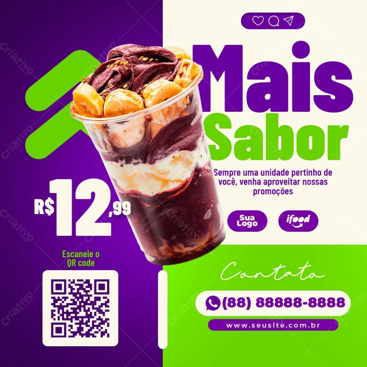 Flyer para Açaí PSD Editável