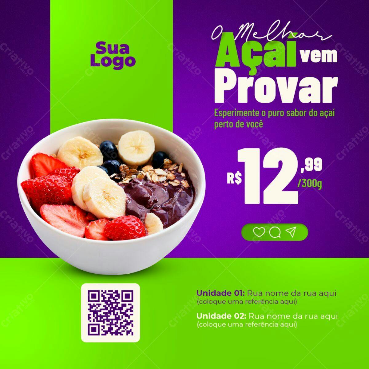 Flyer para Promoção de Açaí PSD Editável