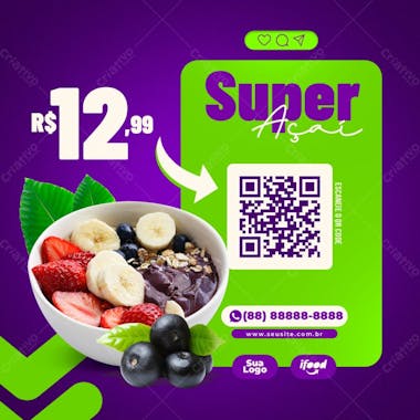 Super açaí post social media