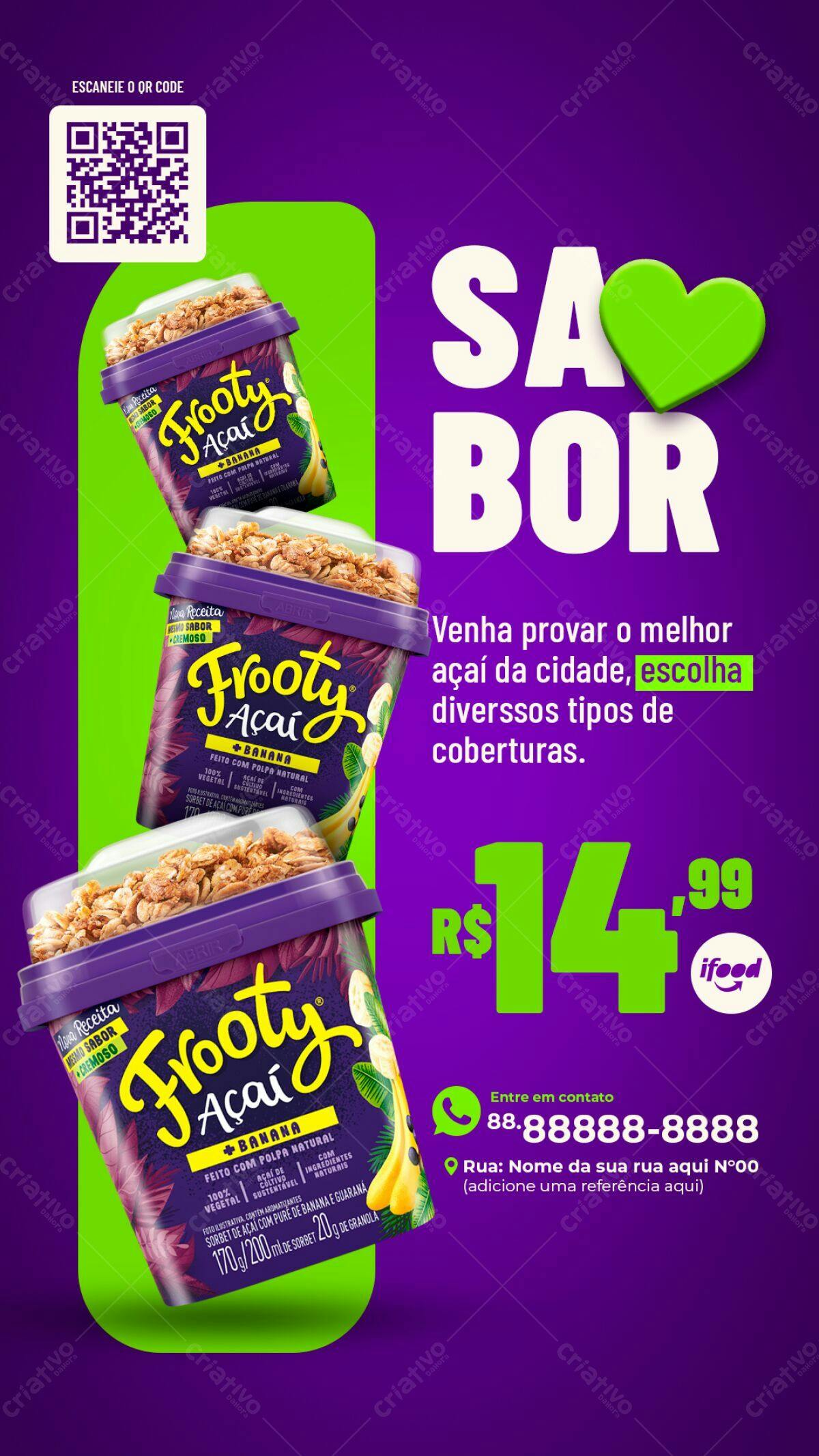 Flyer para Promoção de Açaí PSD Editável
